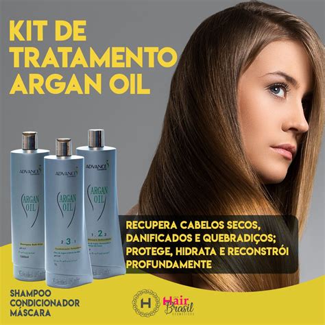 Kit de Tratamento Argan Oil Hidrata e Reconstrói os fios Recupera