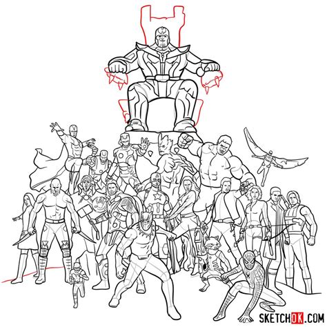 How To Draw The Avengers Infinity War Final Part Sketchok Easy