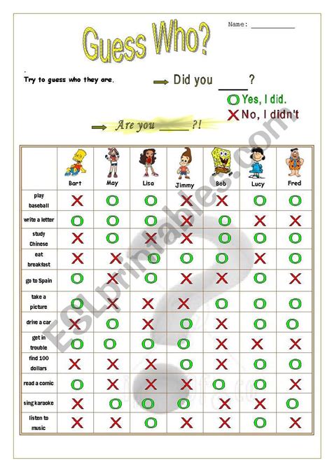 Guess Who Esl Worksheet By Sburger