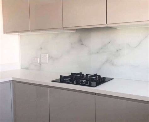 White And Black Marble Effect Glass Splashback Kitchen Me And My Glass