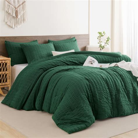 Amazon Andency Emerald Green Seersucker Comforter Set California