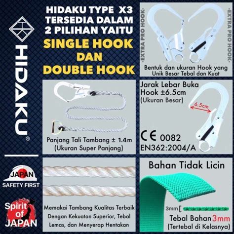 Promo Full Body Harness HIDAKU Type X3 DOUBLE HOOK Belt HIDAKU X3