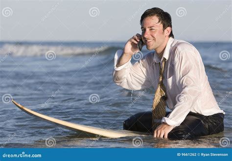 Businessman On Surfboard Stock Photo Image Of Relax Board