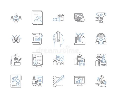 Business Development Outline Icons Collection Sales Leads Strategy