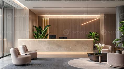 Luxurious and Inviting Corporate Lobby with Minimalist Design Elements ...