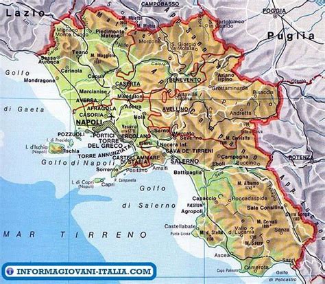 Mappa Della Campania Cartina Della Campania Avellino Italy Map