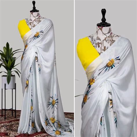 Fabzone Casual Wear Digital Printed Sarees With Blouse Piece M