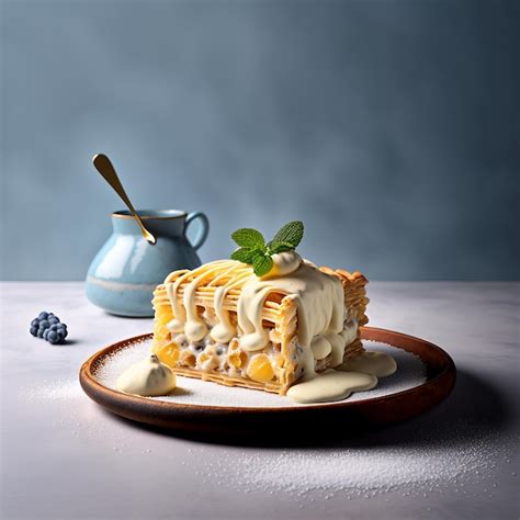 Savoureux Strudel Aux Pommes Avec Cr Me Sucr E Sur Assiette Photo Premium