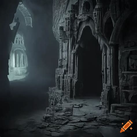 Dusty Ancient Dungeon In An Enigmatic Castle With A Mysterious Temple