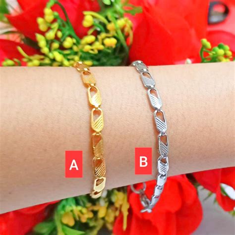 Jual Gelang Titanium Rantai Pria Wanita Gold Silver Tidak Luntur Tidak