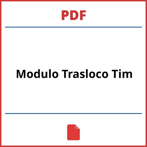 Modulo Trasloco Tim Pdf