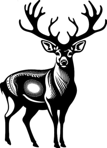 Premium Vector Black And White Deer Art