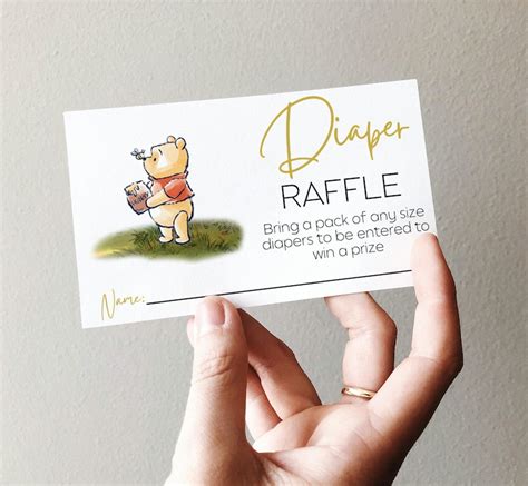 Winnie The Pooh Diaper Raffle Sign Ticket Bundle Pooh Bear Bring A