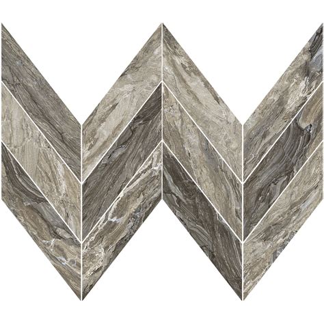 X Midi Chevron Mosaic Gemstone Taupe Pera Tile