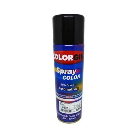 Tinta Automotiva Spray Preto R Pido Brilhante Colorgin Ml