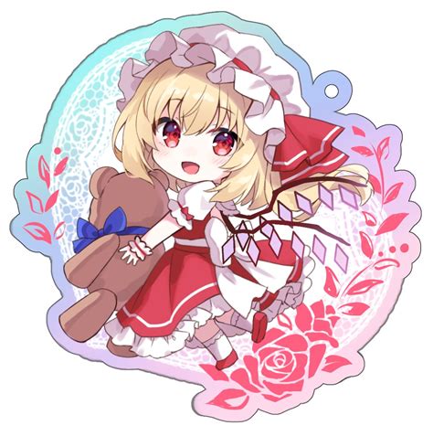 Safebooru 1girl Blonde Hair Bobby Socks Chibi Flandre Scarlet Floral Background Frilled Skirt