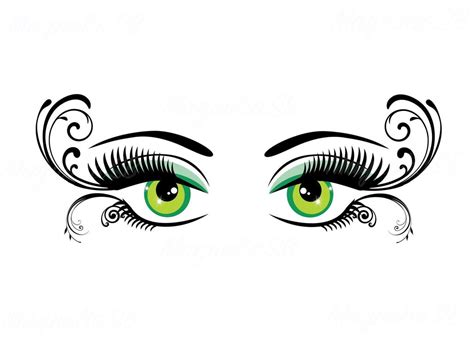 Green Eyes With Long Lashes SVG, DXF, Beautiful Eyes Svg, Floral Swirls ...