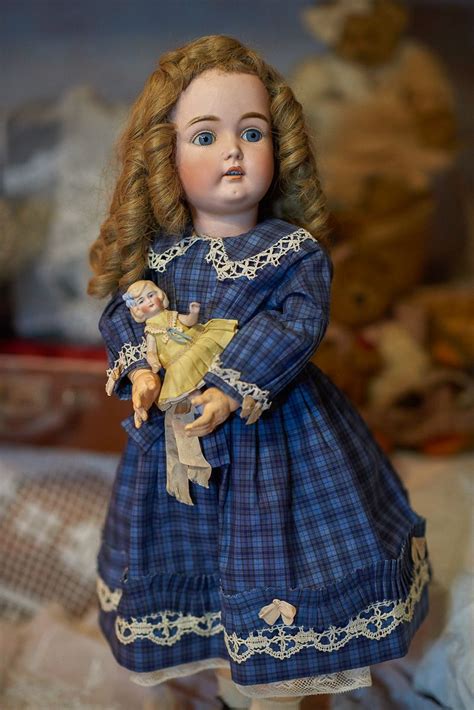 Dark Blue Cottonsilk Dress For Antique Doll Kestner 171 Sanbergdolls Antique Doll Dress