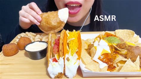 Asmr Taco Bell Crispanada Doritos Locos Taco Beef Nachos Cinnabon And Chalupacrunchy Eating