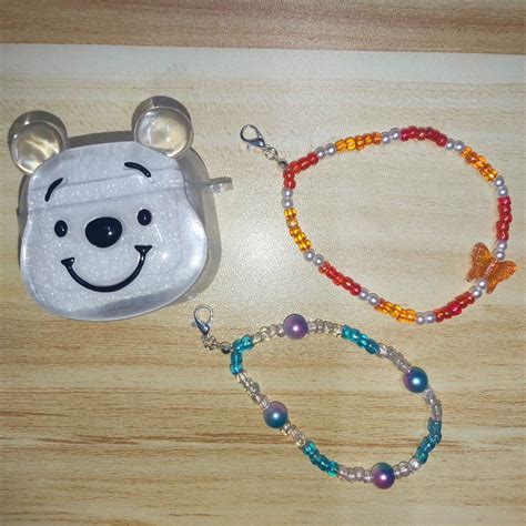 Airpod 3 Winnie The Pooh Clear Casing With Chain Mobile Phones