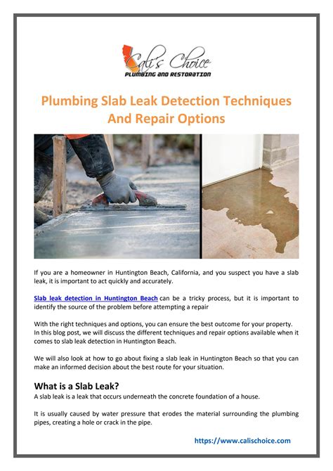 Plumbing Slab Leak Detection Techniques And Repair Options by
