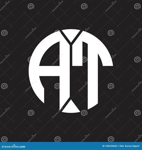 At Logo Monogram With Piece Circle Ribbon Style Stock Illustration