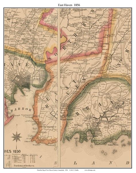 East Haven 1856 Old Town Map With Homeowner Names Connecticut Etsy