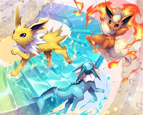 Vaporeon Flareon And Jolteon Pokemon Drawn By Osafune Ai Danbooru