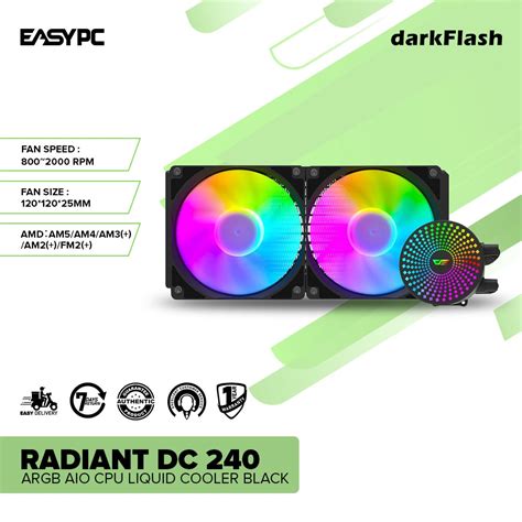 Easypc Darkflash Radiant Dc Black White Aio Cpu Liquid Cooler