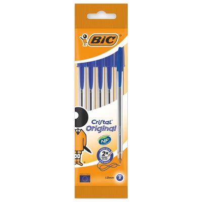 Penna Bic Cristal Original Medium A Sfera Blu 1 Mm Conf 5 Pz