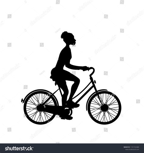 Female Biker Silhouetteisolated On White Royalty Free Stock Vector