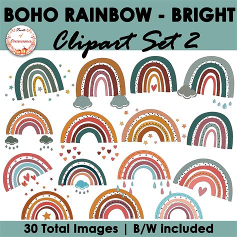 This Set Of Bright Boho Rainbow Clip Art Has A Variety Of Designs And