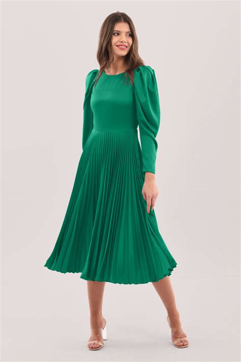 Closet London Emerald Green Pleated Midi Dress Rather Saucy