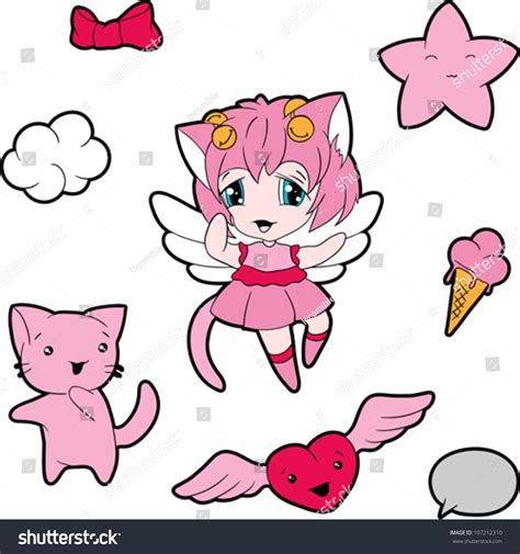 Collection Funny Cute Happy Kawaii Characters Stock Vector (Royalty ...