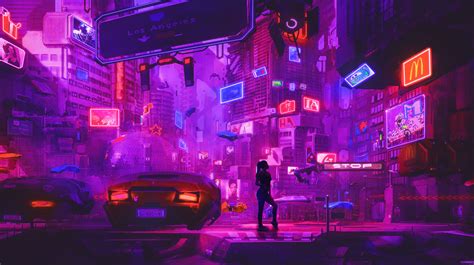 HD wallpaper: neon, women, car, futura ciudad, photomontage | Cool ...