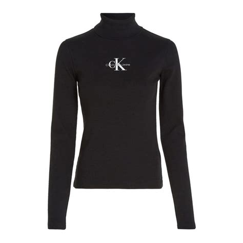 Calvin Klein Monologo Rib Roll Neck Longsleeve Shirt Dames Plutosport