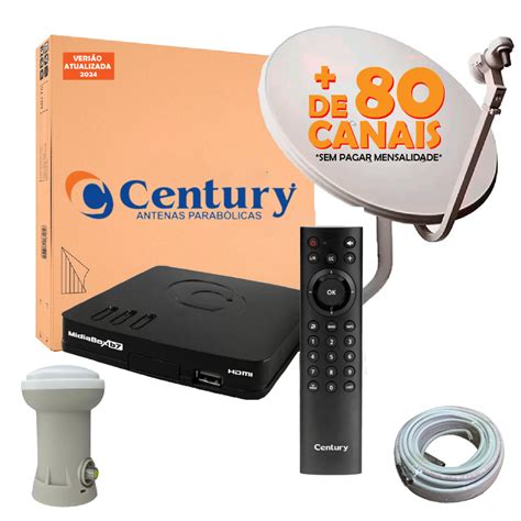 KIT RECEPTOR CENTURY MIDIABOX B7 ANTENA LNBF SIMPLES CABO