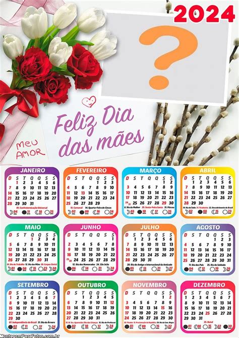 Colagem Grátis Calendário 2024 Cartão Dia Das Mães Colagem De Foto