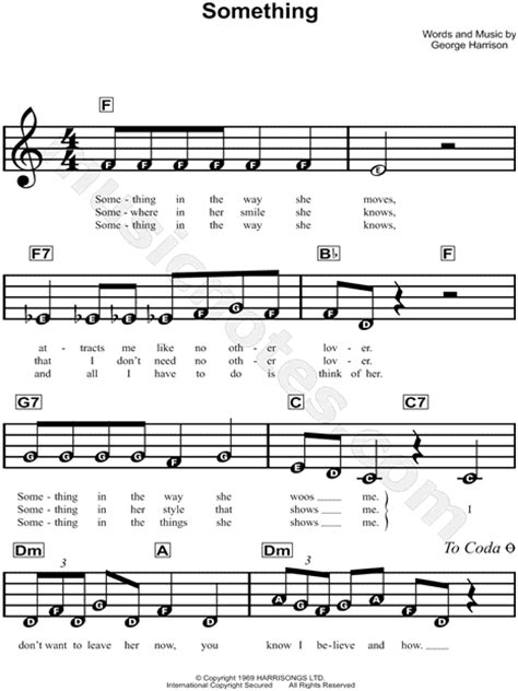 The Beatles Something Sheet Music For Beginners In C Major Download And Print Sku Mn0129206