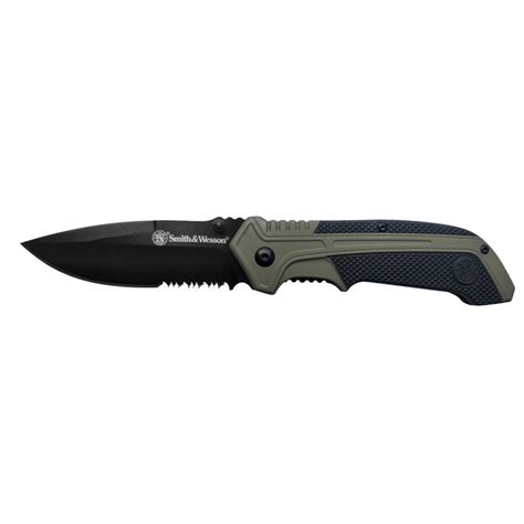 Smith & Wesson® 1100036 S.A. OD Green Drop Point Folding Knife | Smith ...