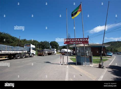 Machipanda Border Post Between Mozambique And Zimbabwe With Truck