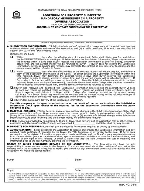 Hoa Addendum Trec Fill Out And Sign Online Dochub