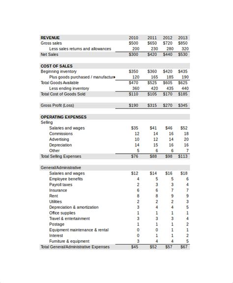 Free 23 Sample Income Statement Templates In Pdf Ms Word Excel