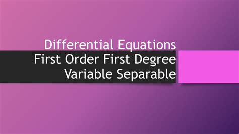 Solving First Order First Degree Differential Equations Using The