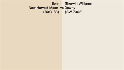 Behr New Harvest Moon Bxc Vs Sherwin Williams Downy Sw Side