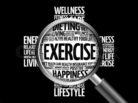 Exercise Word Cloud With Magnifying Glass Stock Image Colourbox