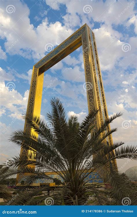 Dubai Frame The Golden Tower Building At Sunset Editorial Photo