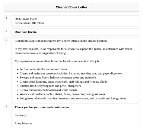 Cleaner Cover Letter Velvet Jobs