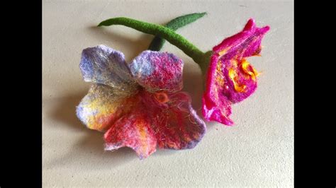 Wet Felted Trumpet Flower Tutorial YouTube