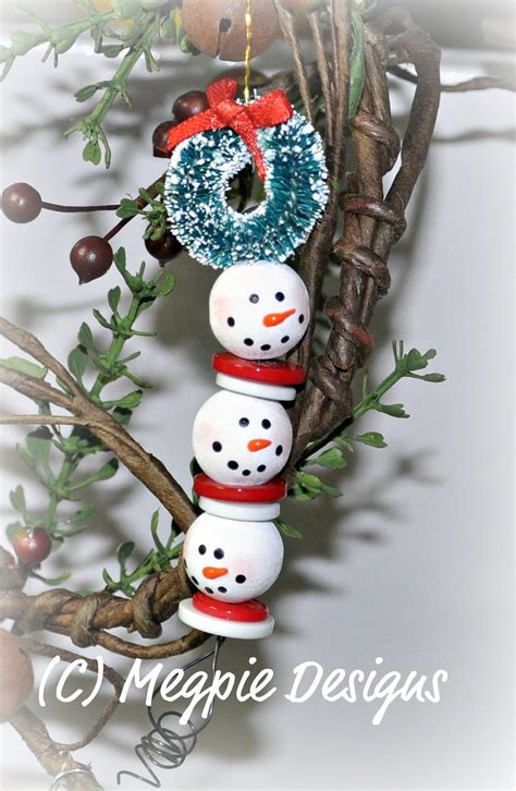 Megpie Designs Beaded Snowmen